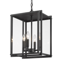 Golden 6071-O4P NB-CLR - Golden Lighting Tribeca 4-light Outdoor Pendant in Natural Black